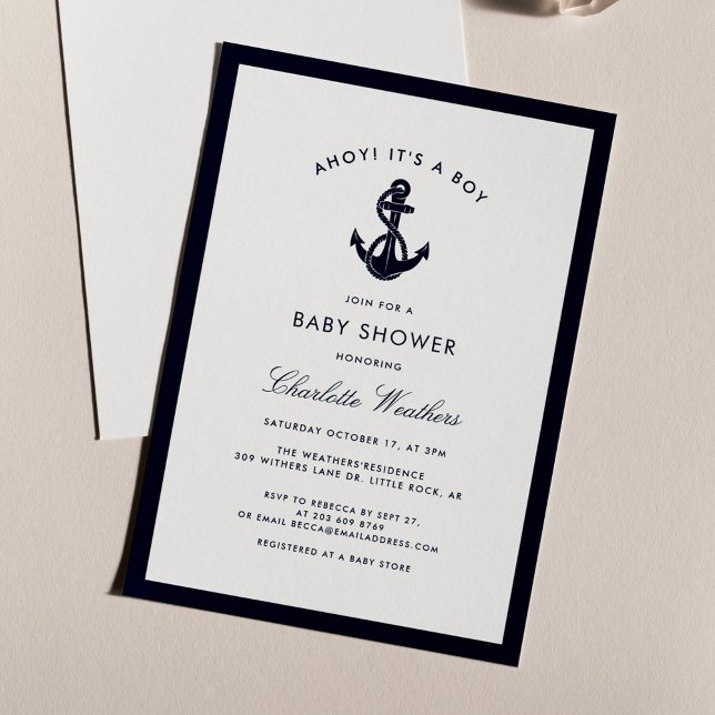 Kinderdusche Einladung (Boy Baby Shower Nautical Anchor Invitation)