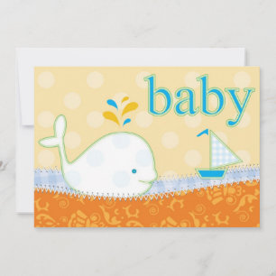 Kinderdusche Einladung - Boy Baby Whale