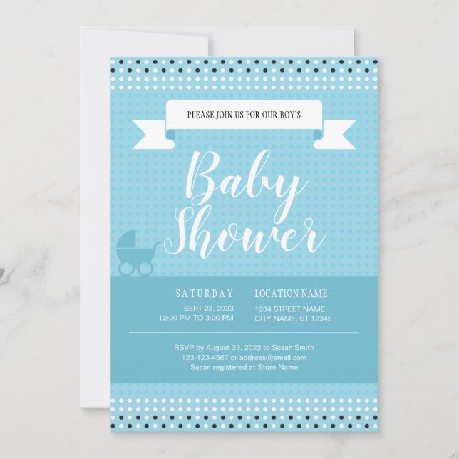 Kinderdusche Einladung für Baby Boy (Vorderseite)