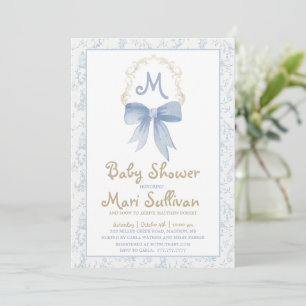 Kinderdusche Einladung mit Blue Damask