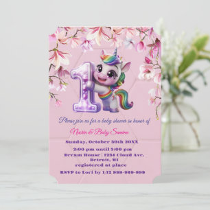 Kinderdusche Einladung mit Einhornthema