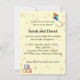 Kinderdusche Einladung mit Kite und Kuben