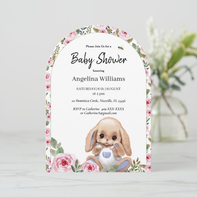 Kinderdusche Einladung mit Niedlichem Design (Stehend Vorderseite)
