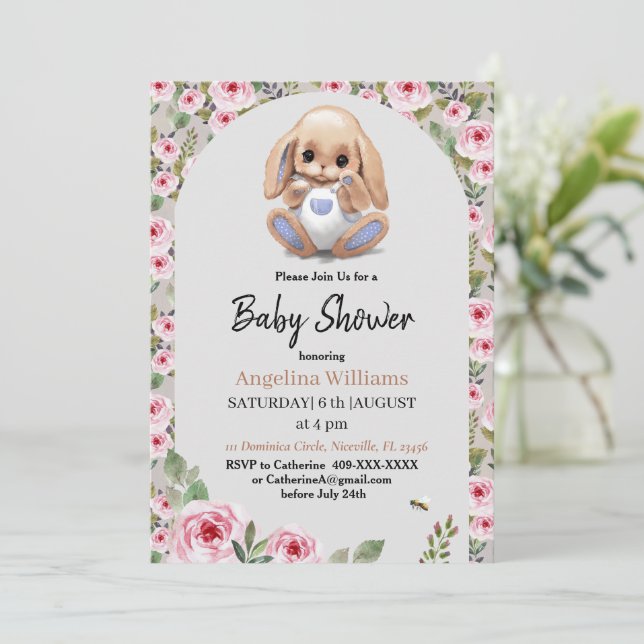 Kinderdusche Einladung mit Niedlichem Design (Stehend Vorderseite)