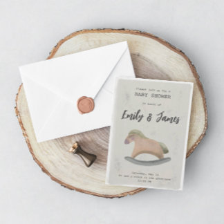 Kinderdusche Einladung mit Rockpferd