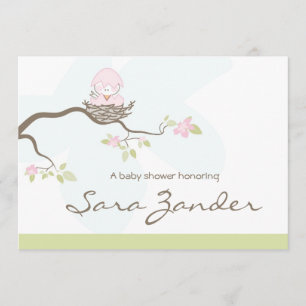 Kinderdusche Einladung - Pink Baby Bird
