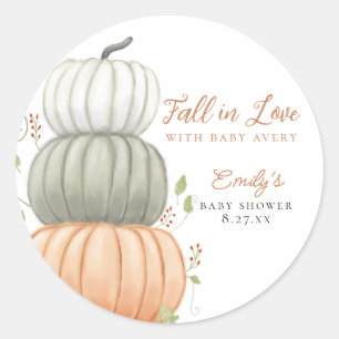 Kinderdusche fällt in Liebe Pumpkin Fall Runder Aufkleber