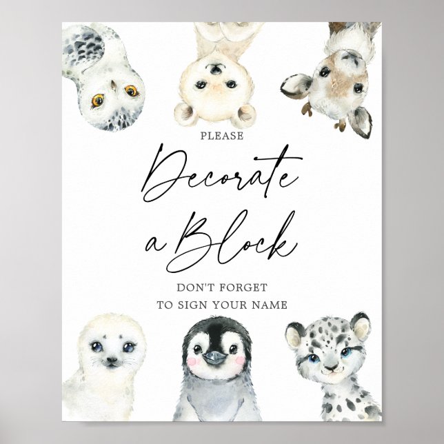 Kinderdusche für Arktis dekorieren ein Blockzeiche Poster (Vorne)