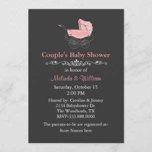 Kinderdusche im grauen Vintagen Stil Einladung