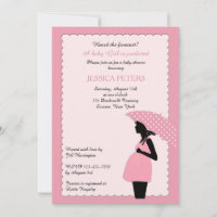 Kinderdusche Pink Polka Dot Umbrella Einladung