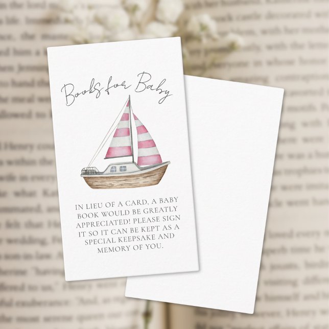 Kinderdusche Rosa Bücher für Kinder Begleitkarte (Nautical Baby Shower Pink Books For Baby Enclosure Card )