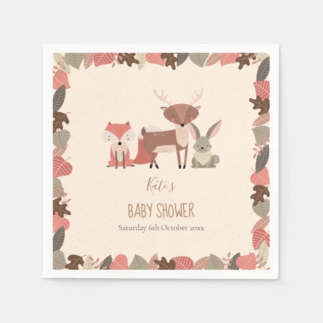 Kinderdusche/Sprinkle für niedliche Landtiere Serviette (Vorderseite)
