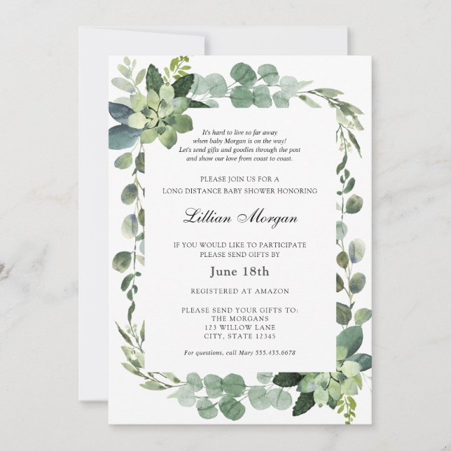 Kinderdusche über lange Entfernung per Post Einladung (Vorderseite)