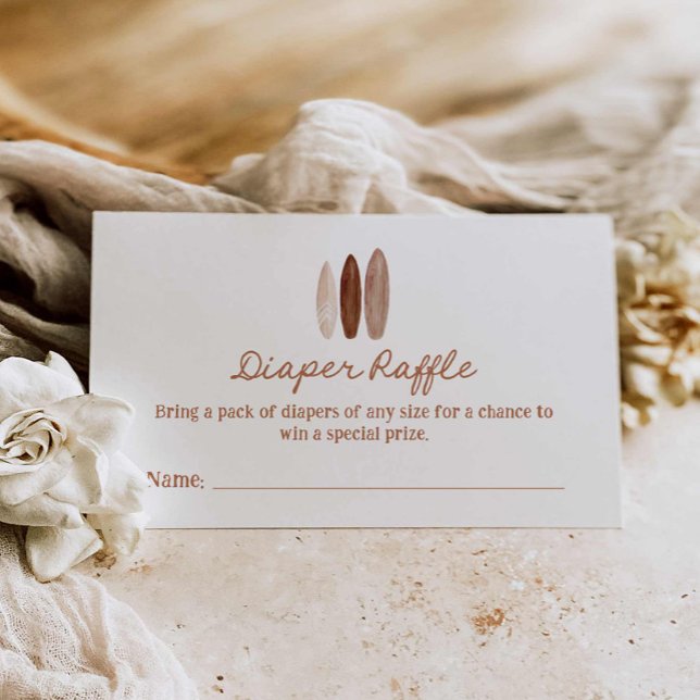 Kinderdusche-Windeln-Spiel-Ticket Begleitkarte (Surfing Beach Diaper Raffle Ticket)