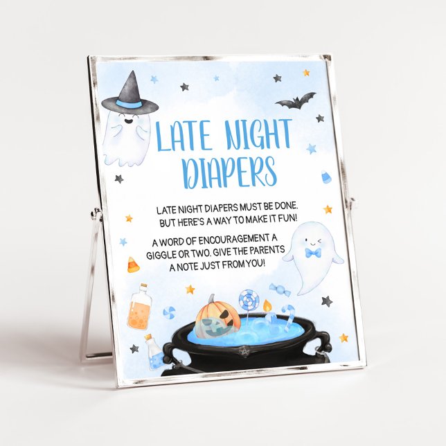 Kinderdusche zu spät abends poster (Blue Oh Sheet Baby Shower Late Night Diapers Sign)