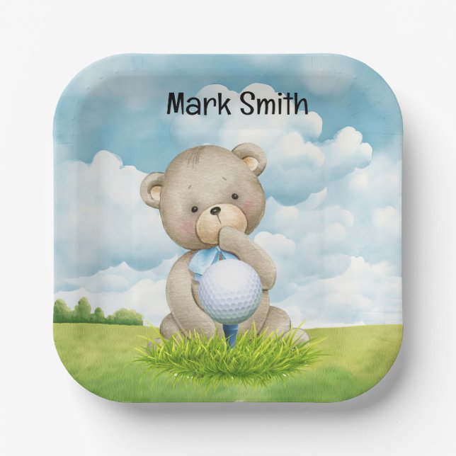 Kinderdusche zum Thema Golf / Geburtstag für Junge Pappteller (Vorderseite)
