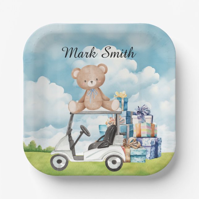 Kinderdusche zum Thema Golf / Geburtstag für Junge Pappteller (Vorderseite)