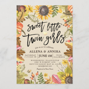 Kinderduscheinladungen Süße kleine Zwillingsmädche Einladung