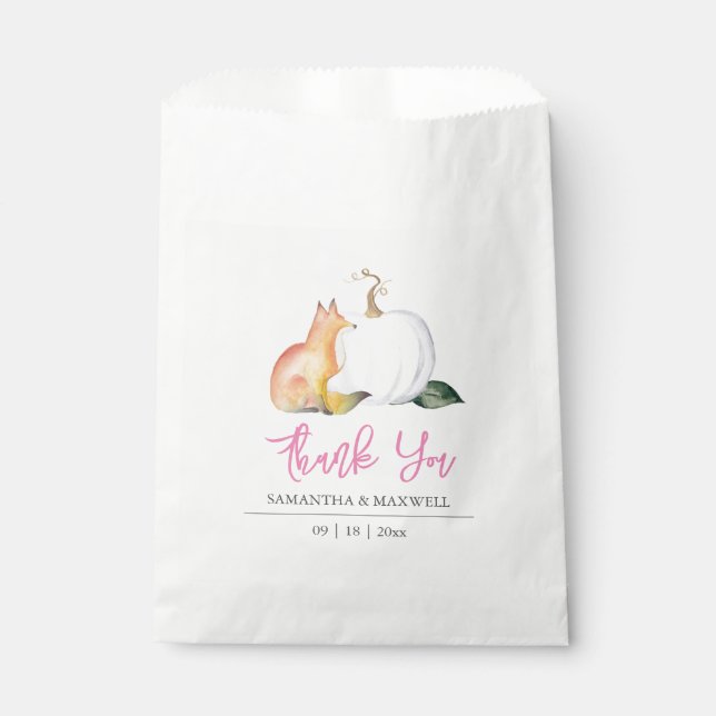 Kinderduschfavoriten für Party Fall Pumpkin Fox Geschenktütchen (Vorderseite)