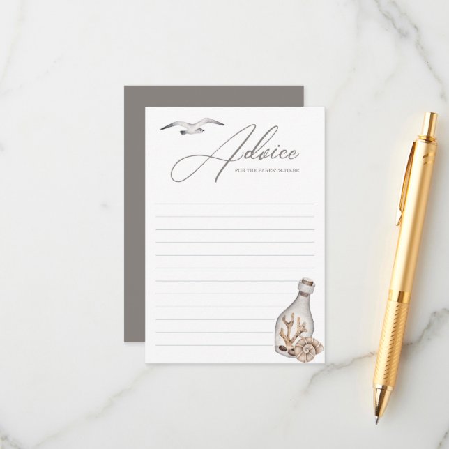 Kinderduschkarte an der Küste Hinweiskarte (Vorderseite/Rückseite Beispiel)