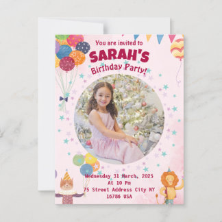 Kindereinladung Geburtstagsparty (Mädchen) Postkarte