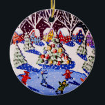Kindereis Skate Weihnachten Keramikornament<br><div class="desc">Kinder eis Skate am Weihnachtsbaum,  aus originalen Kunstwerken.</div>