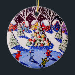 Kindereis Skate Weihnachten Keramikornament<br><div class="desc">Kinder eis Skate am Weihnachtsbaum,  aus originalen Kunstwerken.</div>