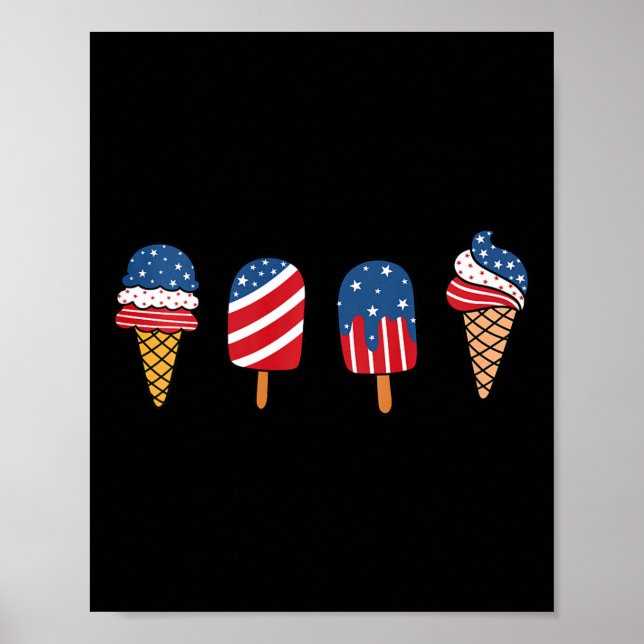 Kindereiscreme 4. Juli Cooles Dessert Patriotic Poster (Vorne)