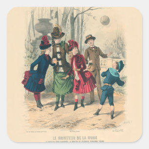 Kinderfamilie Antikes Viktorianisches Kind Quadratischer Aufkleber