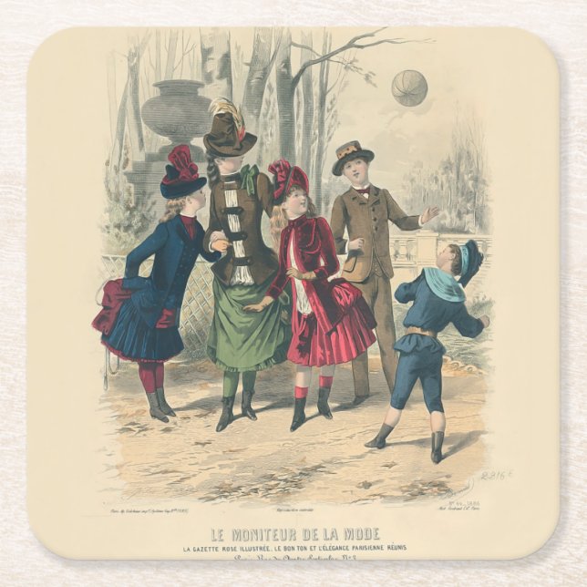 Kinderfamilie Antikes Viktorianisches Kind Rechteckiger Pappuntersetzer (Vorderseite)