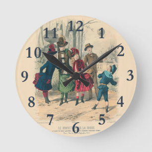 Kinderfamilie Antikes Viktorianisches Kind Runde Wanduhr