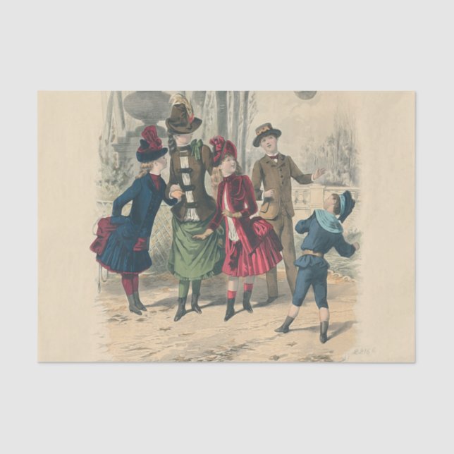 Kinderfamilie Antikes Viktorianisches Kind Seidenpapier (Vorderseite)