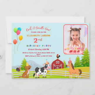 Kinderfarm Thema Geburtstagsparty Custom PhEinladu Einladung