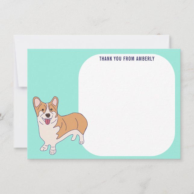 Kinderflache Panel Corgi Vielen Dank Dankeskarte (Vorderseite)