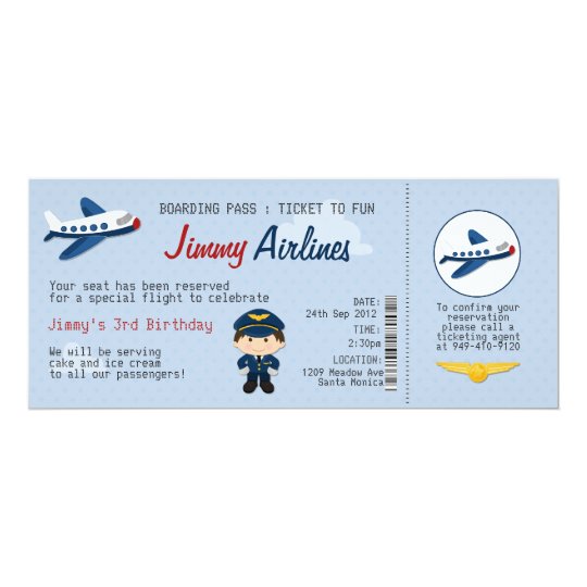 Kinderfluglinien-Karten-Geburtstags-Party 10,2 X 23,5 Cm Einladungskarte