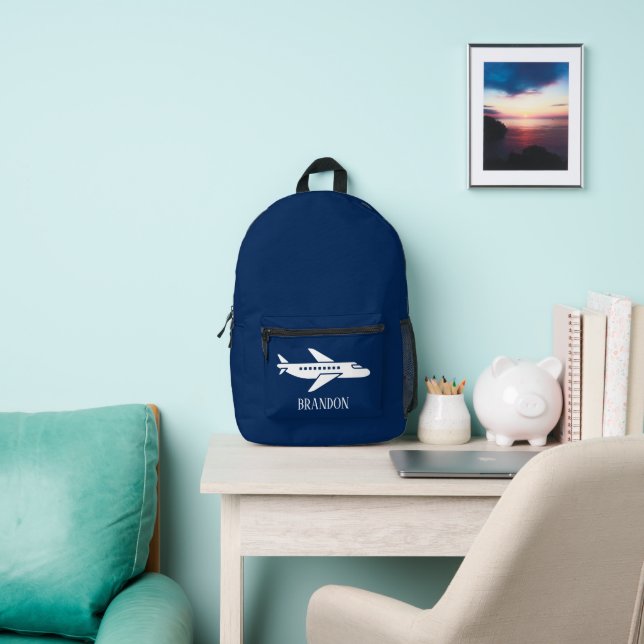 Kinderflugzeug Jungen Blau Benutzername Bedruckter Rucksack (InSitu)