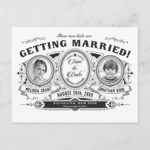 Kinderfoto Save-the-Date-Hochzeitspostkarten Vinta Ankündigungspostkarte