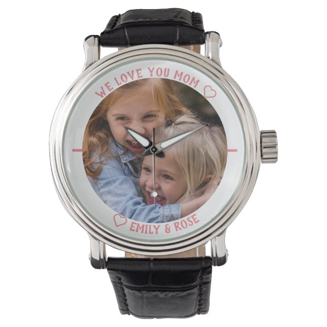 Kinderfoto Vorlage Niedlich wir Liebe Sie Mama Ros Armbanduhr (Vorderseite)