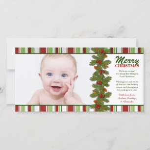 Kinderfotokarte für den ersten Weihnachtsurlaub Feiertagskarte