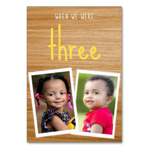 Kinderfotos als wir alt waren Retro auf Holz Hochz Tischnummer