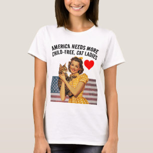 KINDERFREIE KATZLADIEN PATRIOTISCHE T - SHIRT