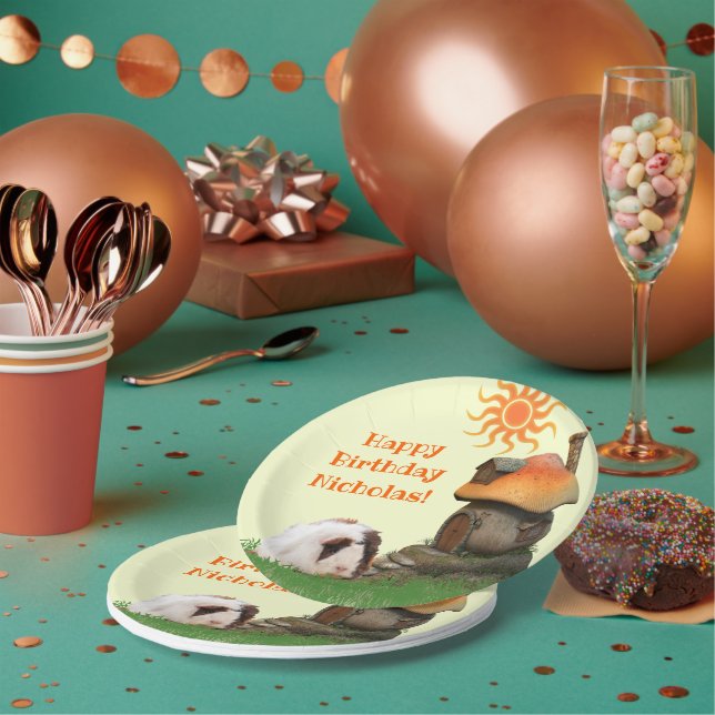 Kinderfreudige Geburtstagsfeier Guinea Pig Mushroo Pappteller (Multi)