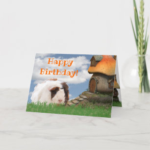Kinderfreudige Guinea Geburtstag Pig Mushroom Hous Karte