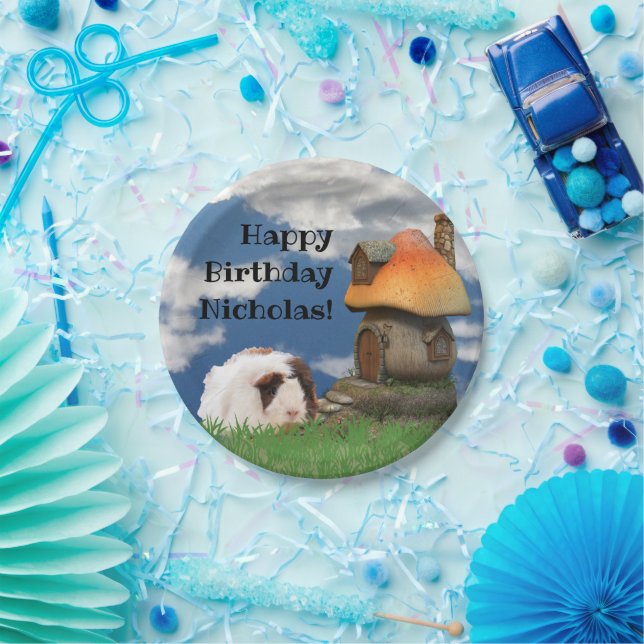 Kinderfreudige Guinea Geburtstag Pig Mushroom Hous Pappteller (Party)