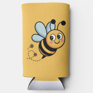 Kinderfreundliches Bienenmaskottchen mit gepunktet Selters Dosenkühler