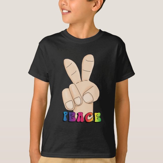 Kinderfriedenszeichen-Cartoon-T - Shirt (Vorderseite)