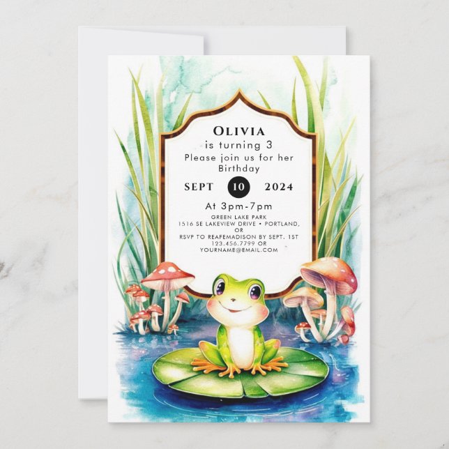 Kinderfrosch zum Geburtstag Einladung (Vorderseite)