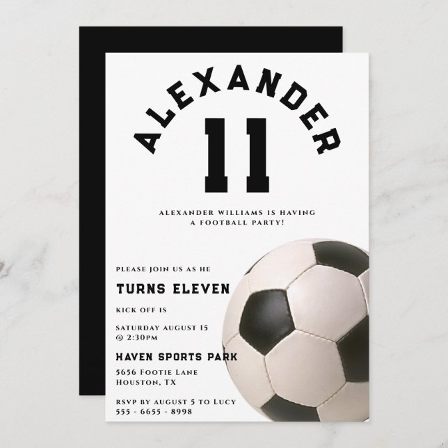 Kinderfußball Geburtstagsparty Einladung (Vorne/Hinten)