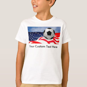 Kinderfußball mit USA-Flaggen-T-Shirt T-Shirt