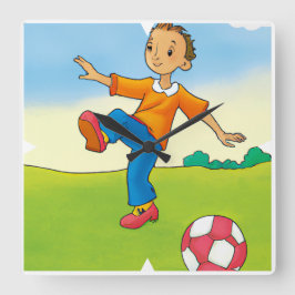 Kinderfußball-Uhr Quadratische Wanduhr